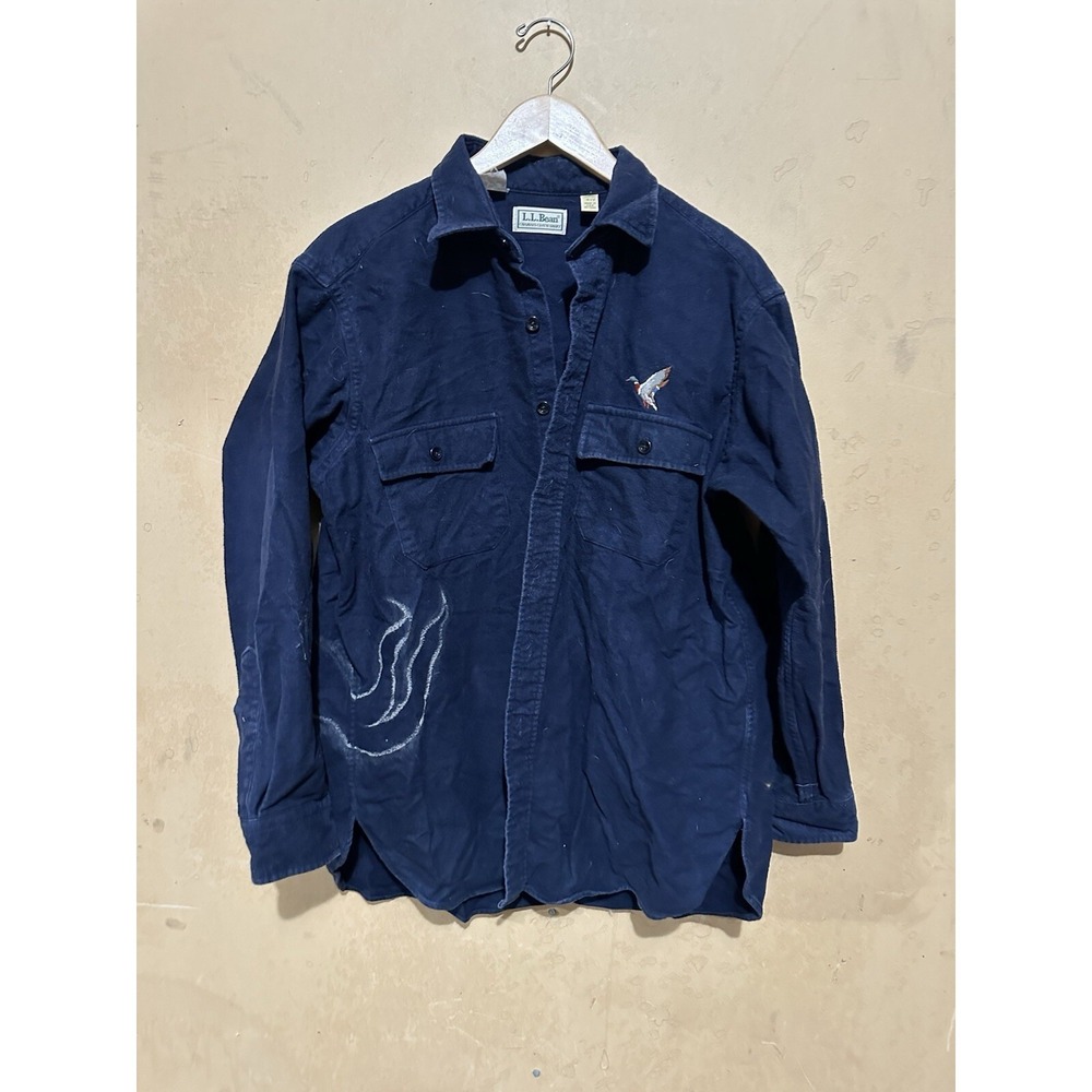 Vintage 90s LL Bean Chamois Cloth Men's M Blue Button Down Outdoor Custom Design